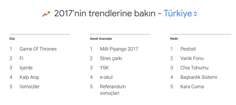 2017 Google Türkiye Arama Verileri