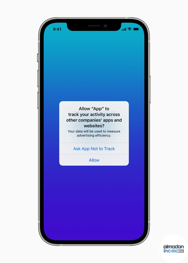 iPhone’da App Tracking Transparency takip izni ekranı