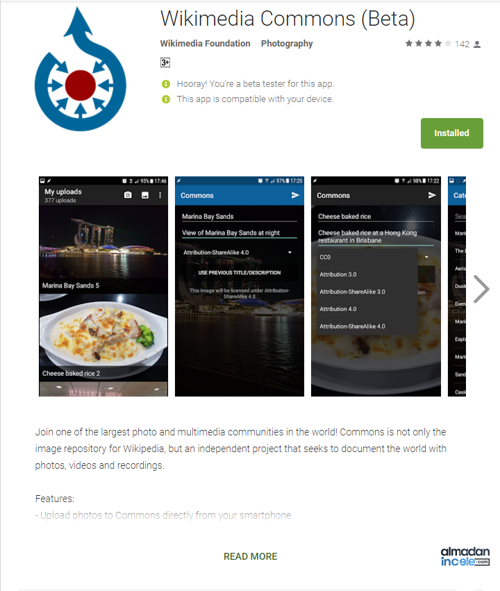 Google Play mağazasında uygulama listeleme ekranı