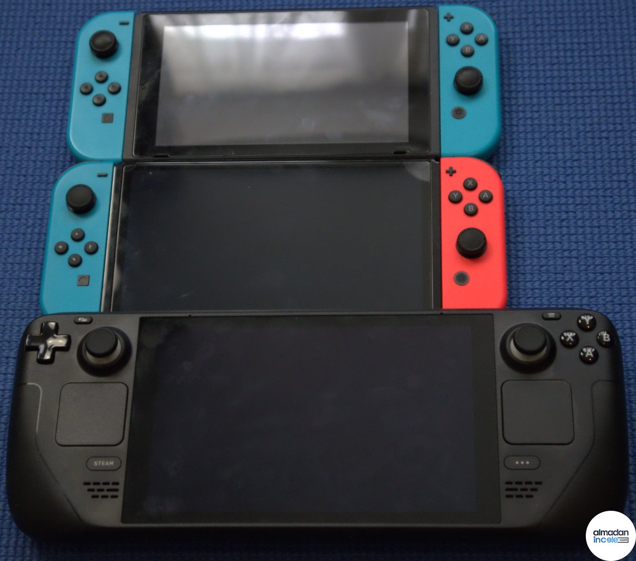 Steam Deck ve Nintendo Switch modelleri boyut karşılaştırması