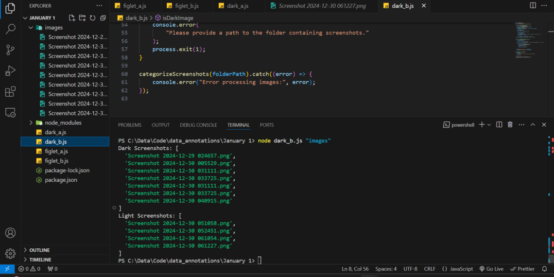 Visual Studio Code ekranında kod ve terminal görünümü