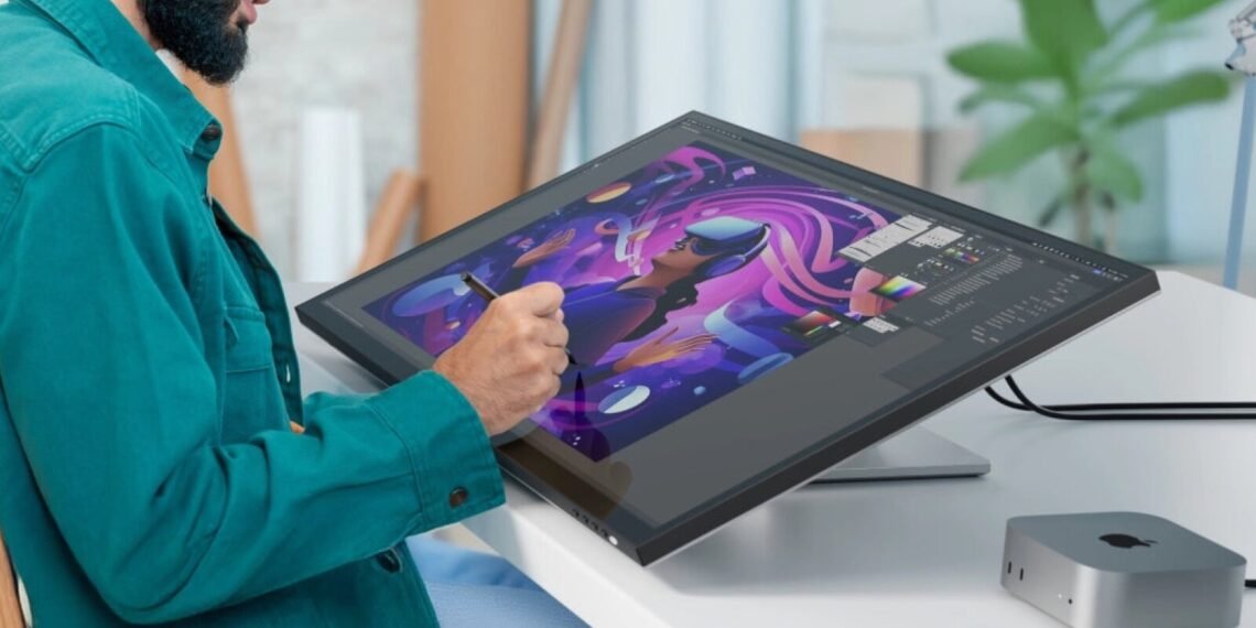 Kalemle kullanılan ALOGIC Clarity 6K Touch dokunmatik monitör