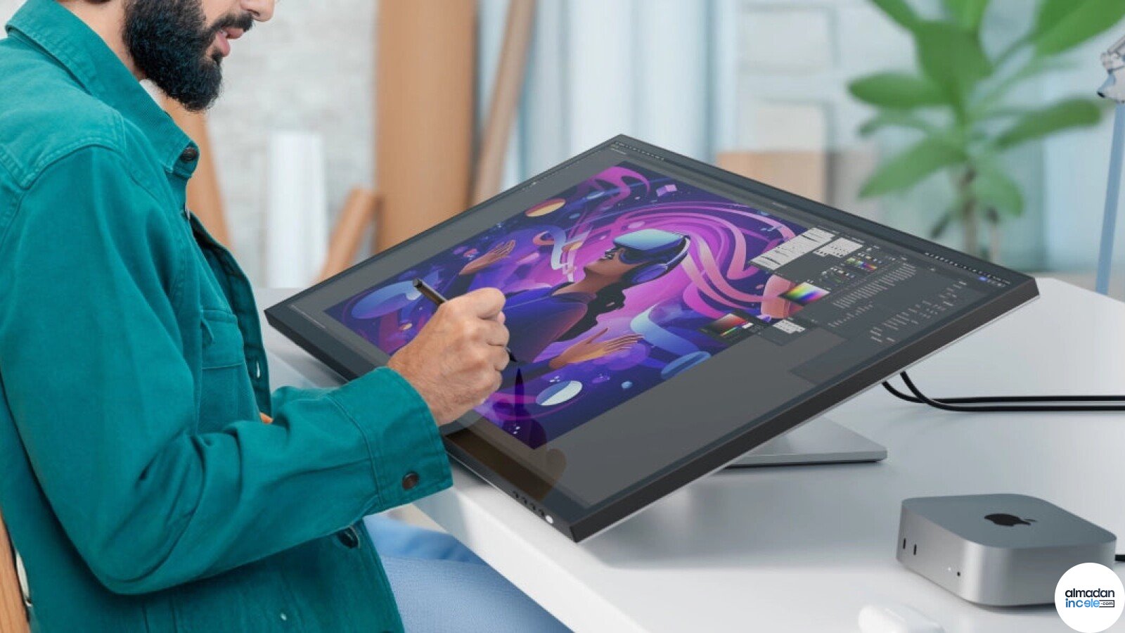 Kalemle kullanılan ALOGIC Clarity 6K Touch dokunmatik monitör