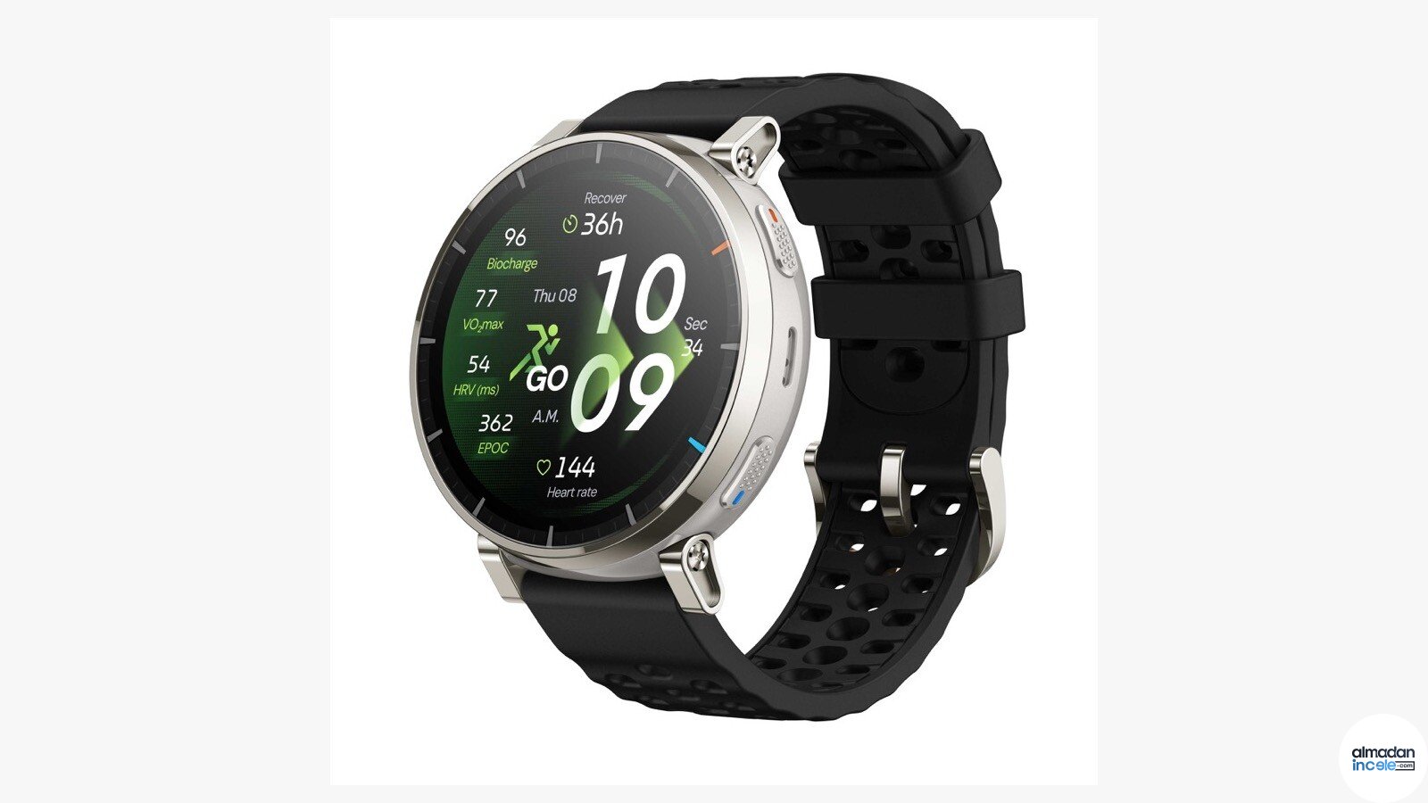 Siyah spor kayışlı Amazfit Active 3 Premium akıllı saat