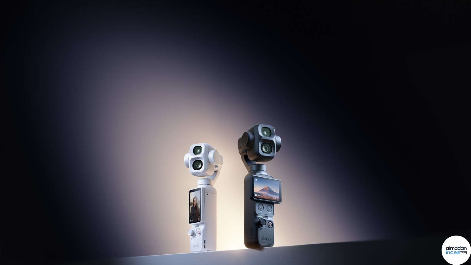 Siyah ve beyaz DJI Osmo Pocket 4P kameralar