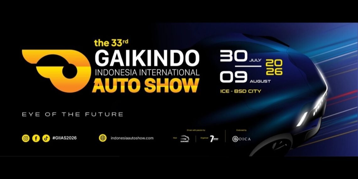 GIIAS 2026 otomobil fuarı tarihlerini ve gelecek temalı otomobili gösteren resmi afiş