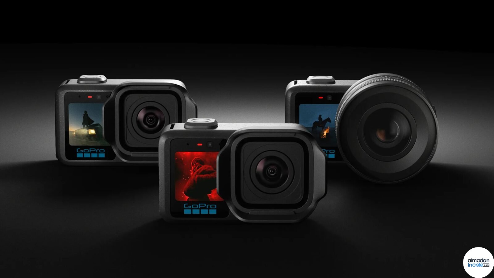 Siyah fonda GoPro Mission 1 Pro kameralar