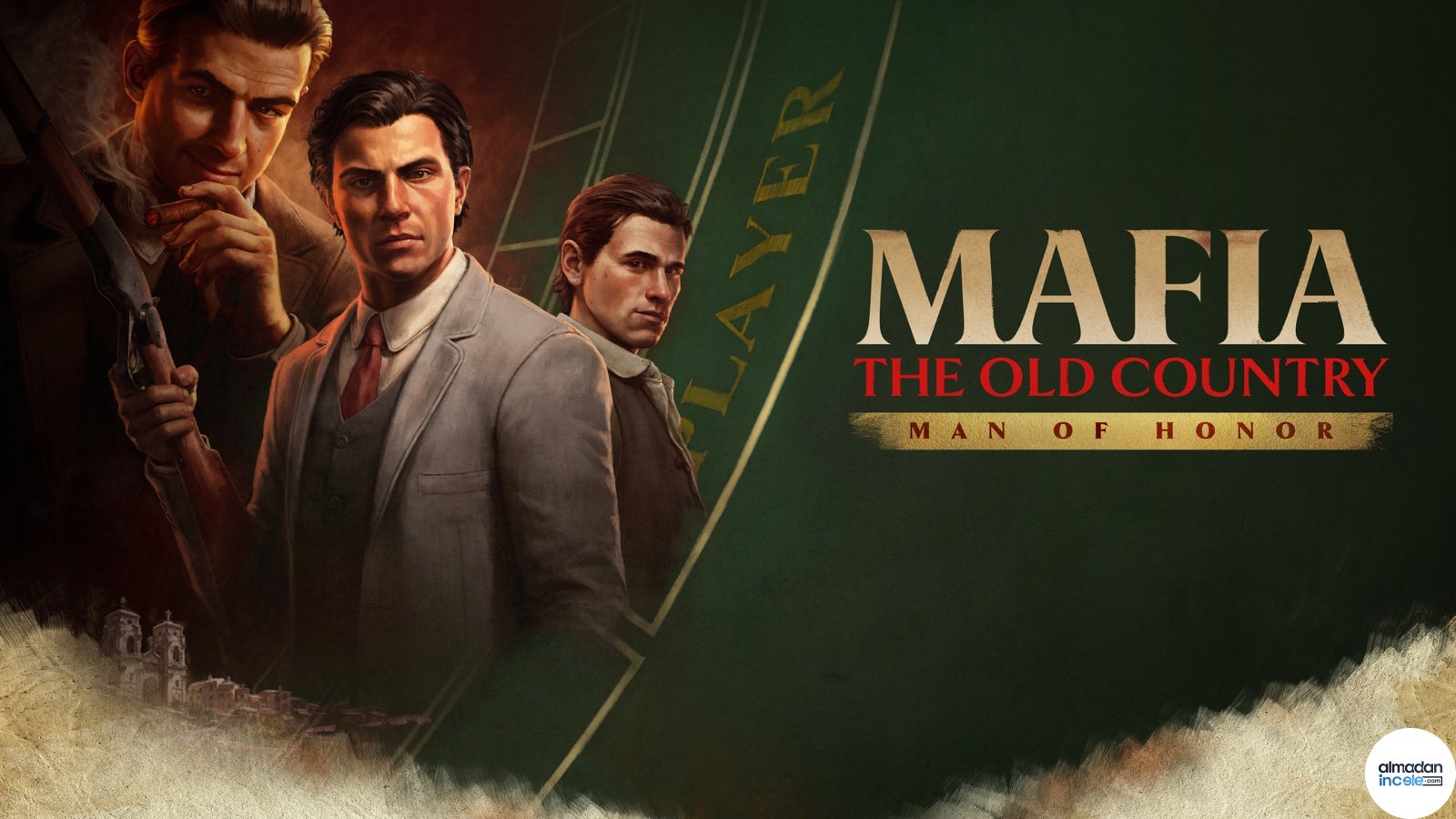 Mafia The Old Country Man of Honor genişlemesinin Sicilya karakterlerini gösteren resmi kapak görseli