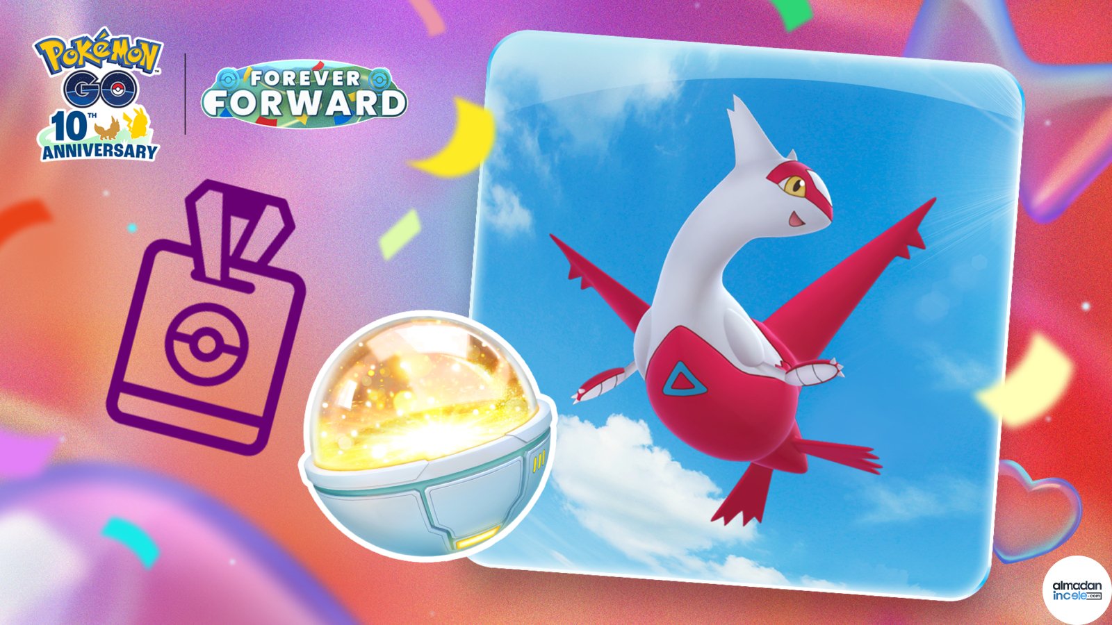 Pokémon GO Pass Ağustos etkinlik görselinde Latias ve ödül kapsülü