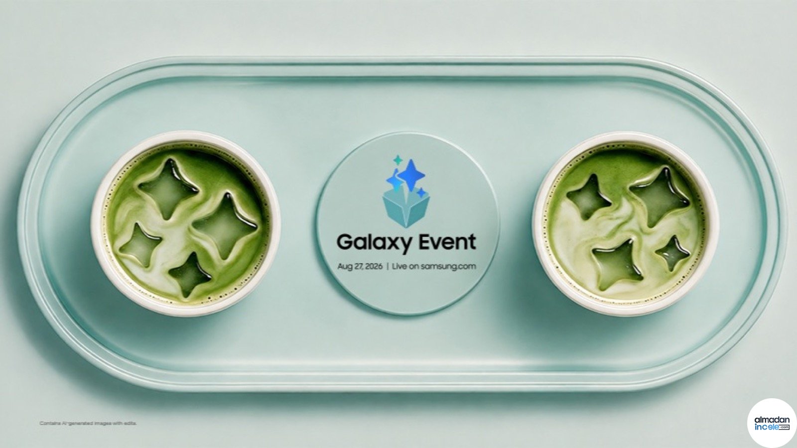 Açık yeşil tepsi üzerinde Galaxy yıldız biçimli buzlar ve 27 Ağustos Galaxy Event bilgisi