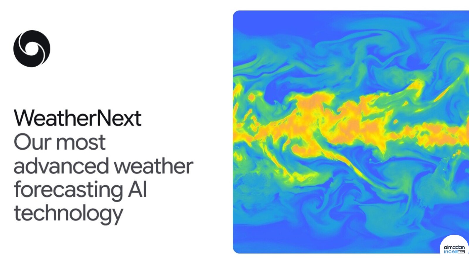WeatherNext 2 yapay zekâ hava tahminini gösteren renkli atmosfer haritası
