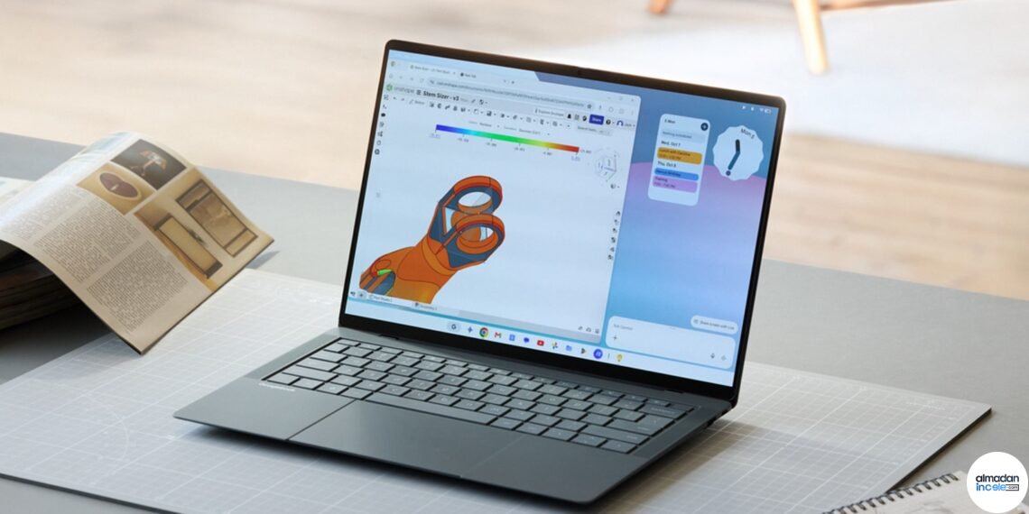 ASUS Googlebook 14 dizüstünün 3K OLED ekranını gösteren resmi ürün görseli