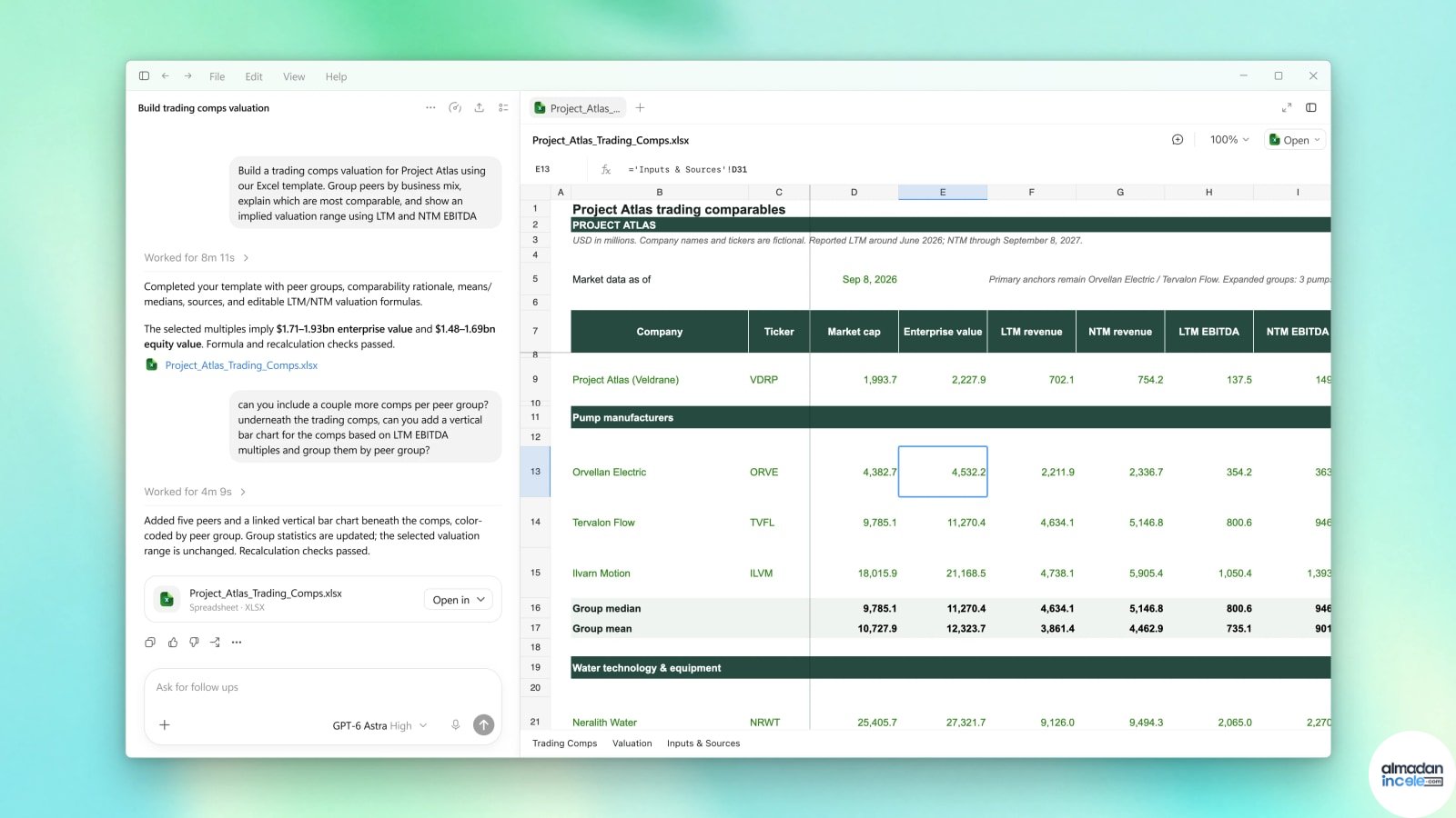 ChatGPT for Financial Services ekranında finansal değer analizi