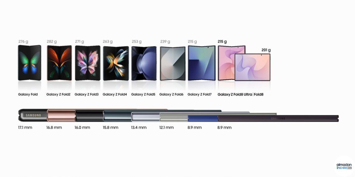 Açık durumda Samsung Galaxy Z Fold8 katlanabilir telefon