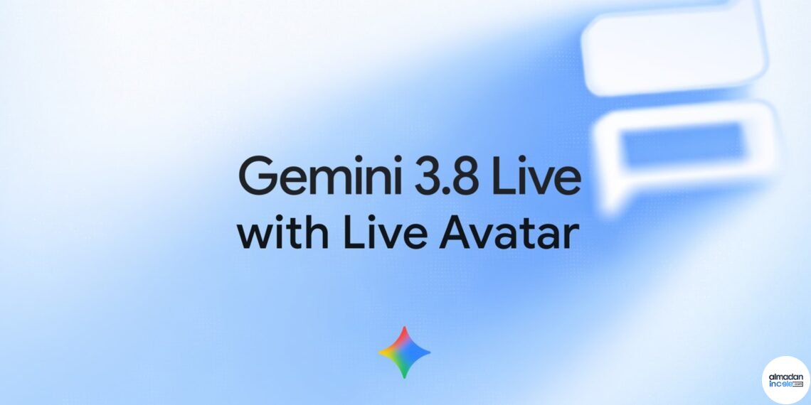 Google Gemini 3.8 Live Avatar özelliğini anlatan resmi 16:9 görsel