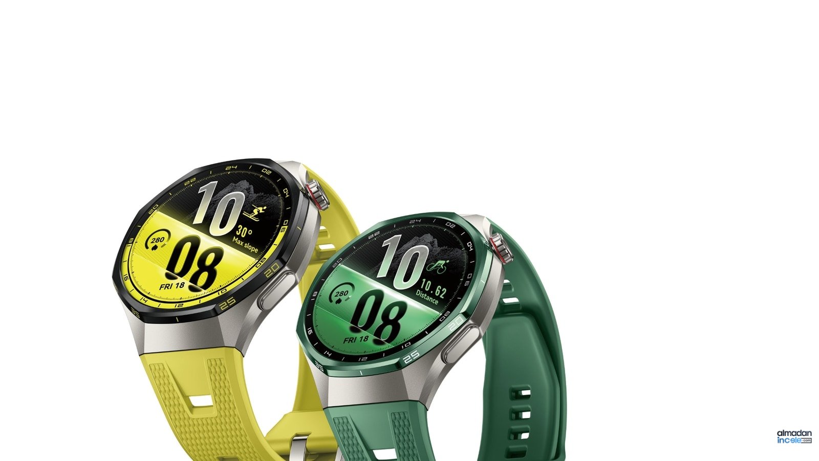 Huawei Watch GT 7 Pro akıllı saat; titanyum kasa ve yeşil spor kayışı