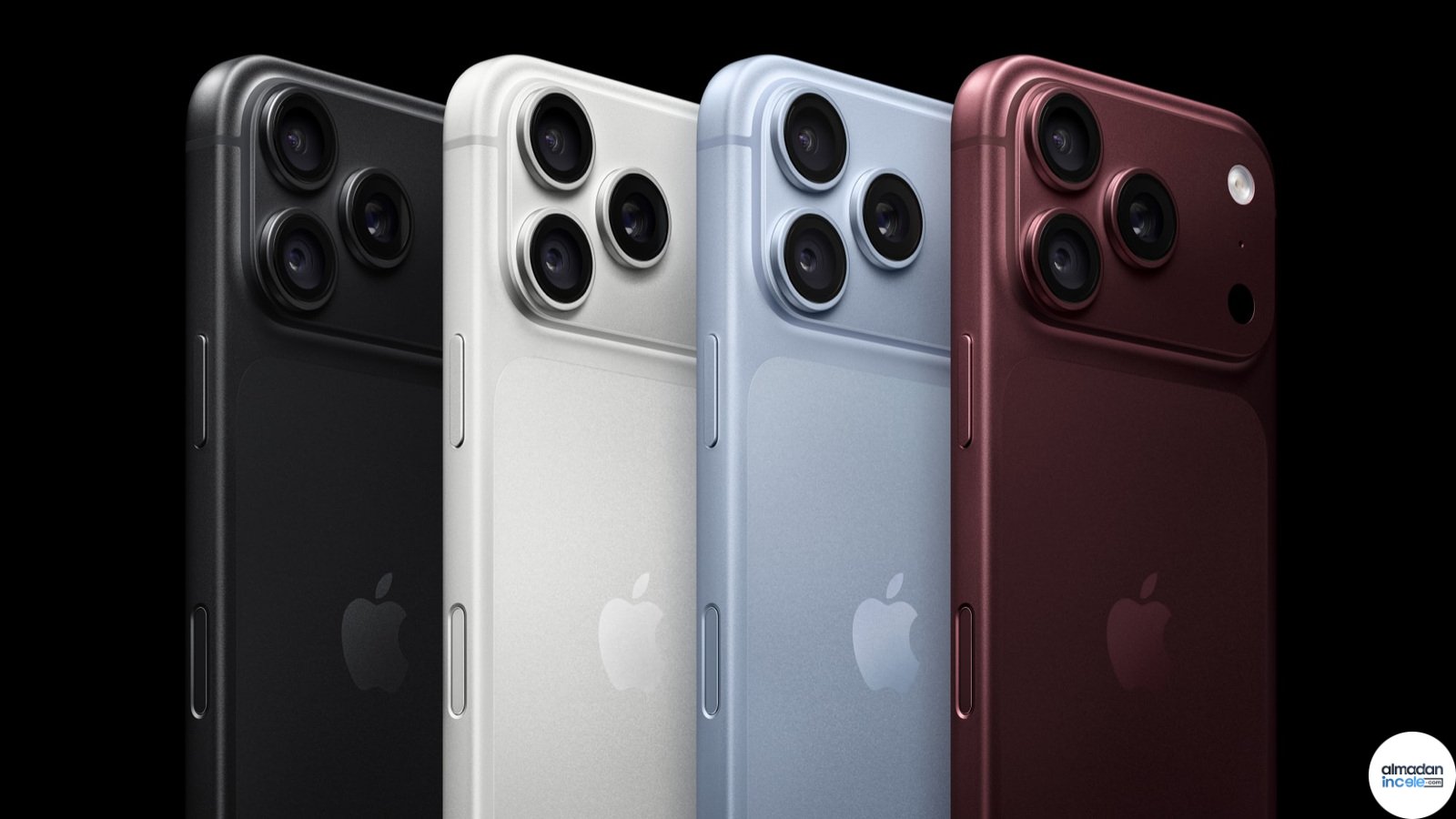 Siyah, gümüş, buzul ve bordo renklerde iPhone 18 Pro ailesi