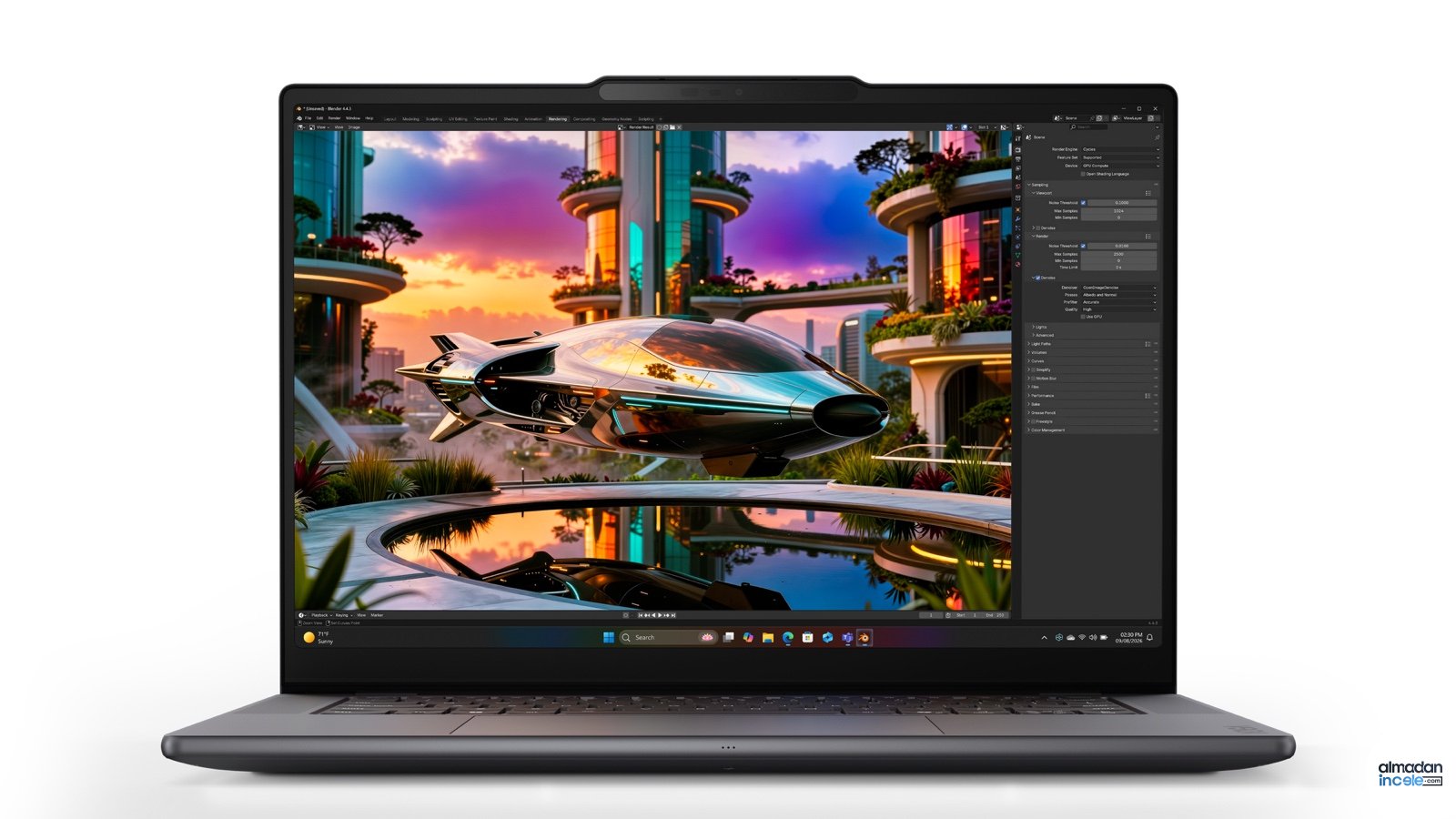 Ekranında üç boyutlu tasarım uygulaması açık Lenovo Yoga Pro 9n Gen 11 dizüstü bilgisayar