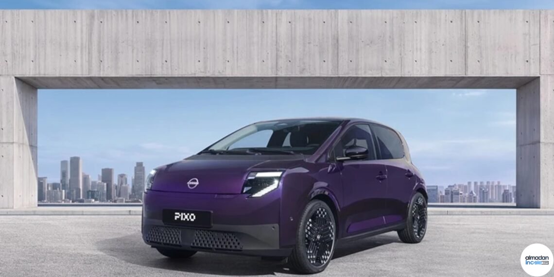 Mor Nissan PIXO elektrikli şehir otomobilinin resmi basın fotoğrafı