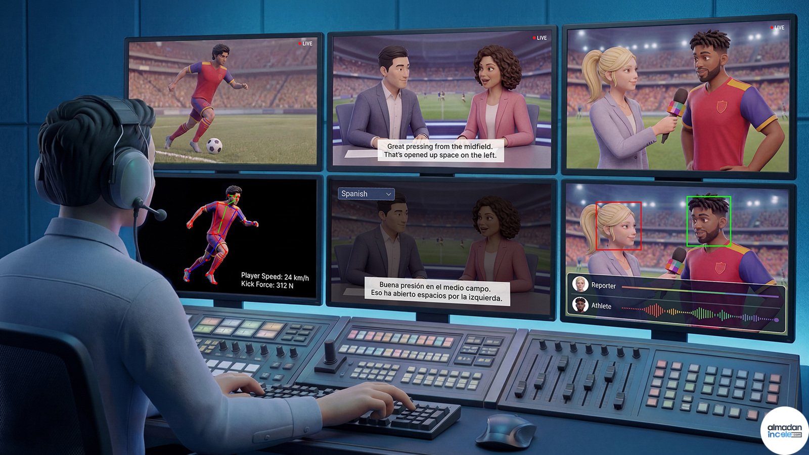Canlı spor yayını ve gerçek zamanlı video yapay zekâ iş akışı