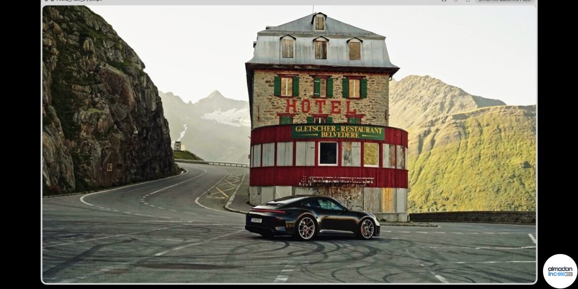 Porsche 911 GT3 Bergsport dağ yolunda sürüş halinde