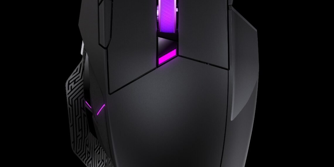 Yakın planda ROG Spatha X 65K kablosuz oyuncu faresi