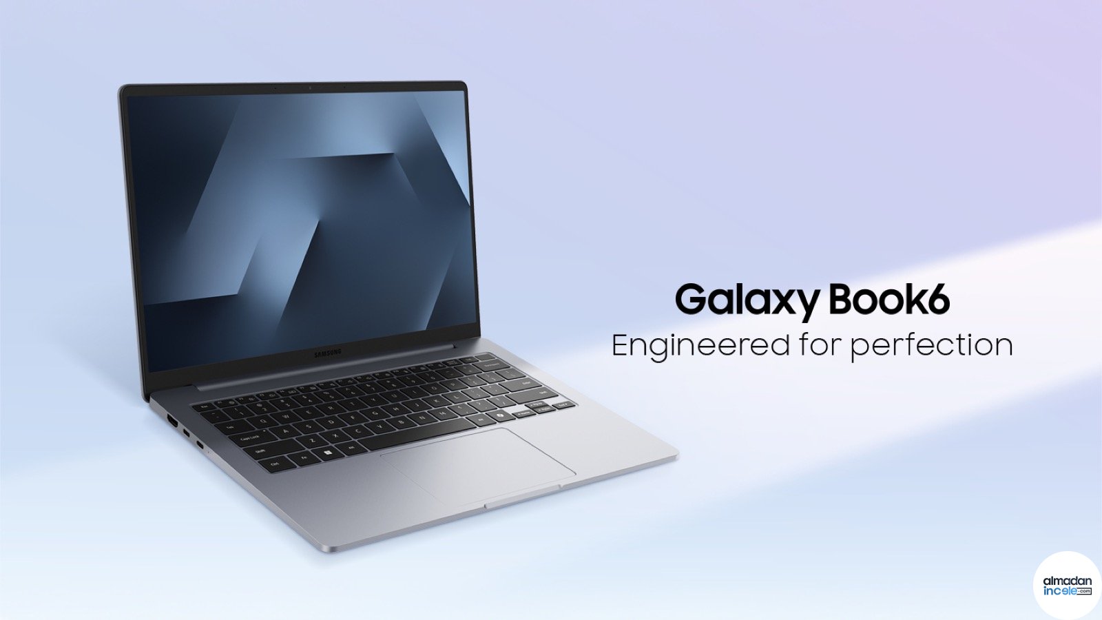 Açık gri renkli Samsung Galaxy Book6 14 dizüstü bilgisayar