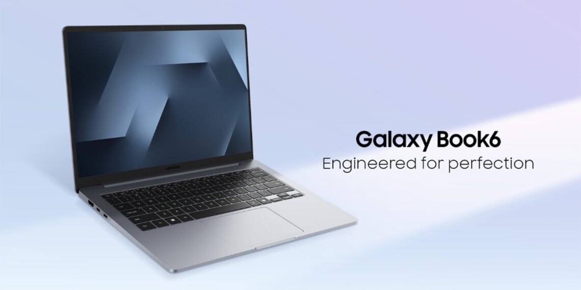 Açık konumda Violet Silver renkli Samsung Galaxy Book6 dizüstü bilgisayar