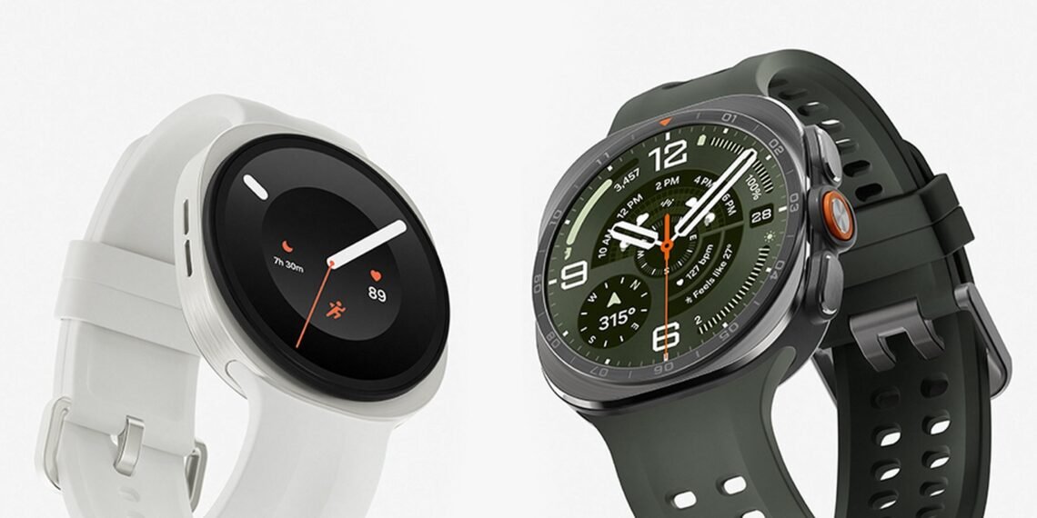Beyaz ve koyu renk Samsung Galaxy Watch9 akıllı saat modelleri