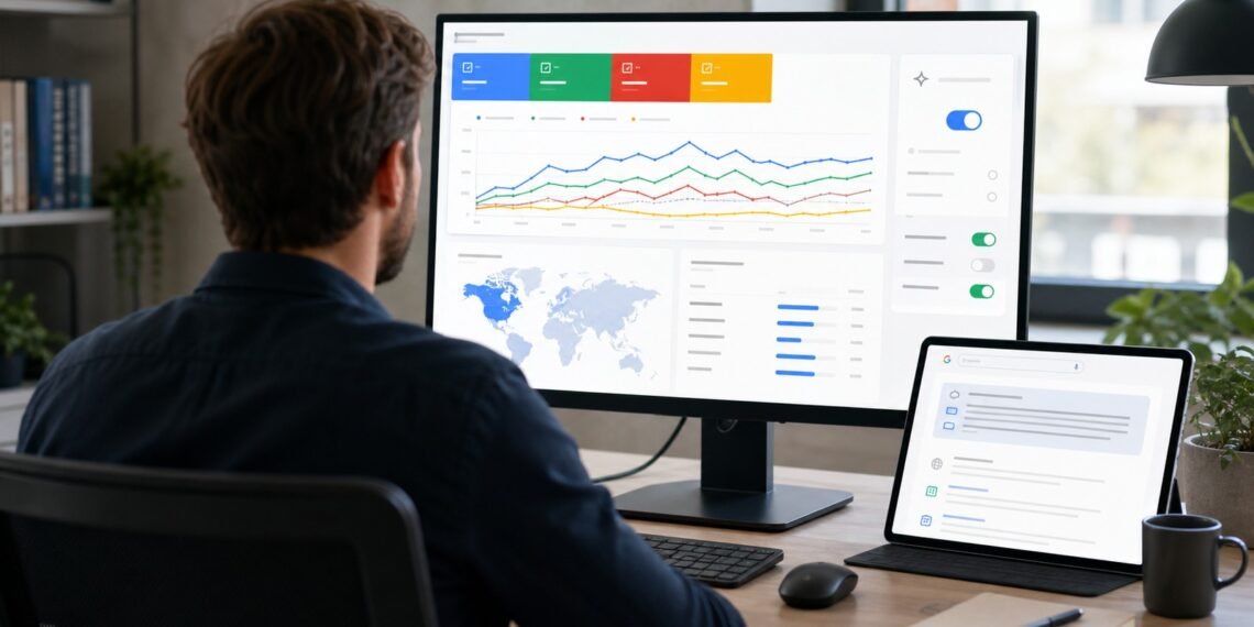 Web yöneticisinin Search Console analiz ve yapay zekâ görünürlük ayarını incelemesi