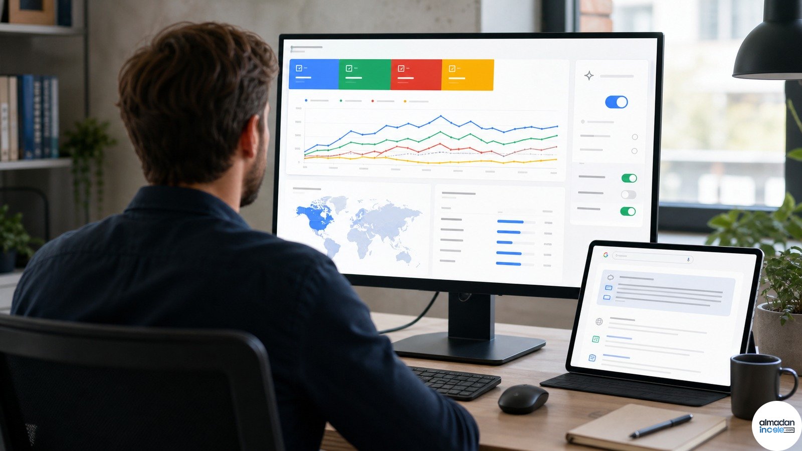 Web yöneticisinin Search Console analiz ve yapay zekâ görünürlük ayarını incelemesi