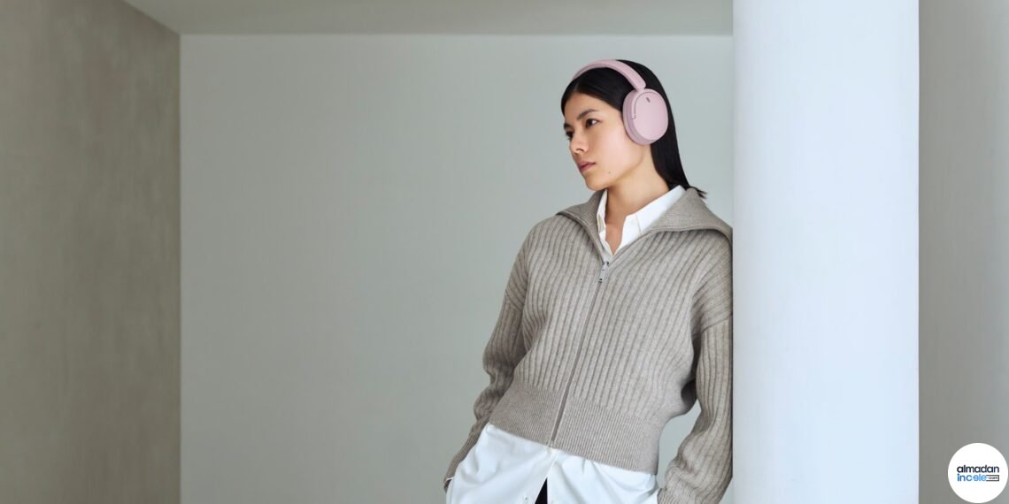 Sony WH-CH730N pembe kulaklığın resmi yaşam tarzı fotoğrafı
