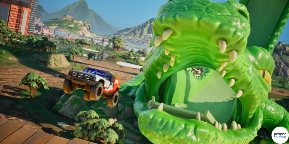 HOT WHEELS Infinite Rush oyununda renkli pistte yarışan otomobiller