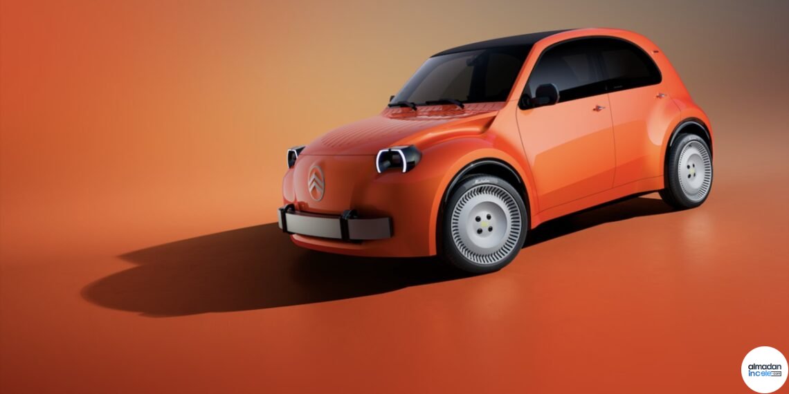 Citroën 2 CV Concept elektrikli şehir otomobilinin resmi yatay basın fotoğrafı