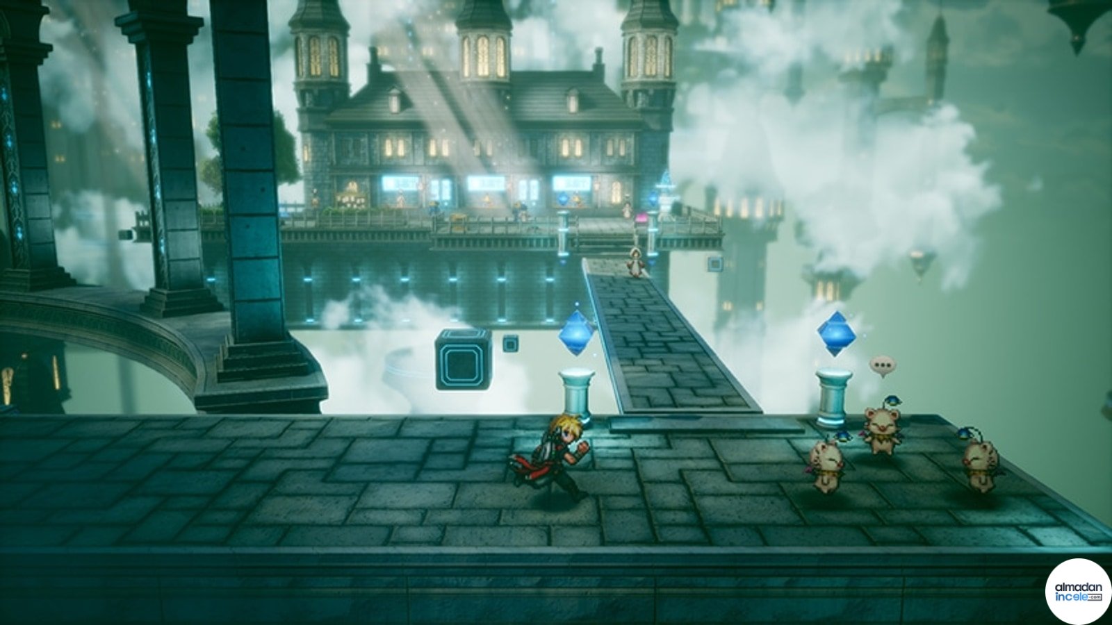 Final Fantasy Resonance oyunundan HD-2D macera sahnesi