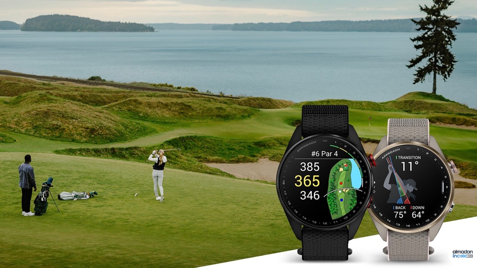 Garmin Approach S72 golf akıllı saati, AMOLED ekranı ve golf sahası arayüzüyle