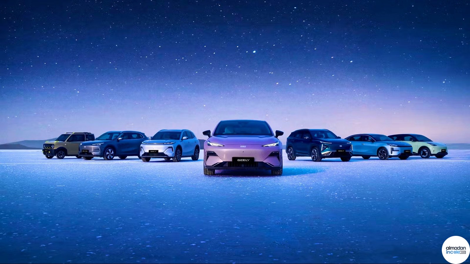 Geely’nin farklı gövde tiplerindeki otomobillerinden oluşan gerçek araç portföyü
