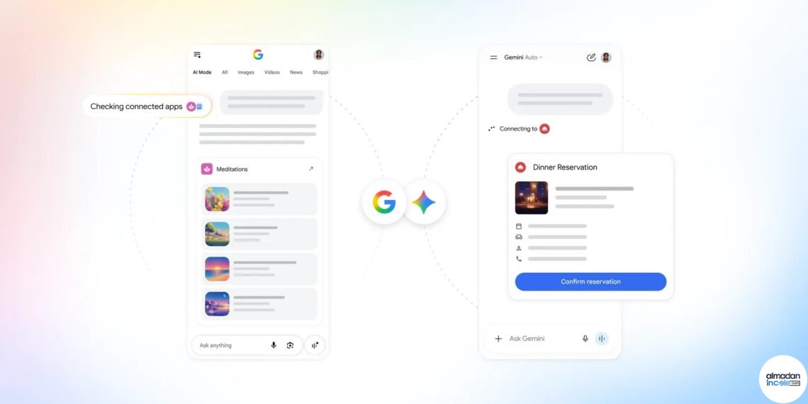 Google Arama ve Gemini arayüzlerinde bağlantılı uygulama üzerinden rezervasyon akışı