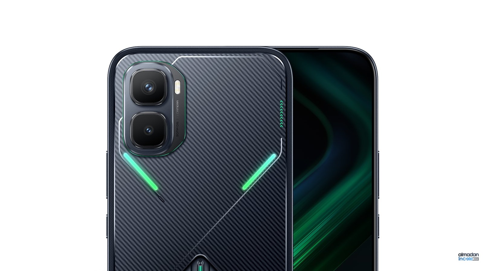 Infinix GT 50 Pro oyun telefonu; arka gövdedeki oyun ışıkları ve fiziksel omuz tetikleri
