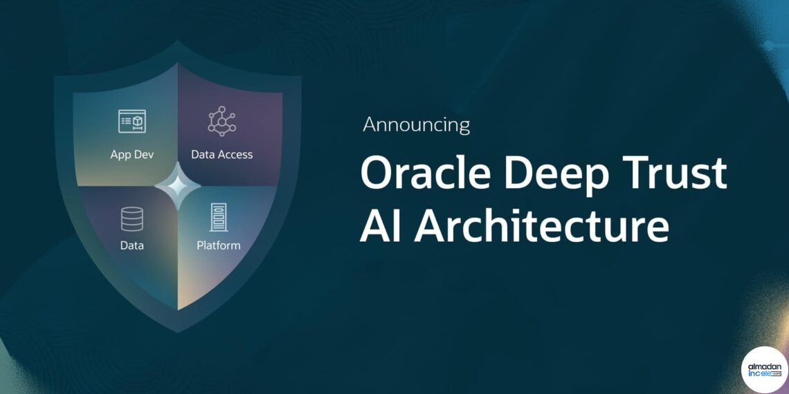 Kurumsal veri platformu ve uygulama katmanlarını gösteren Oracle Deep Trust AI mimari görseli