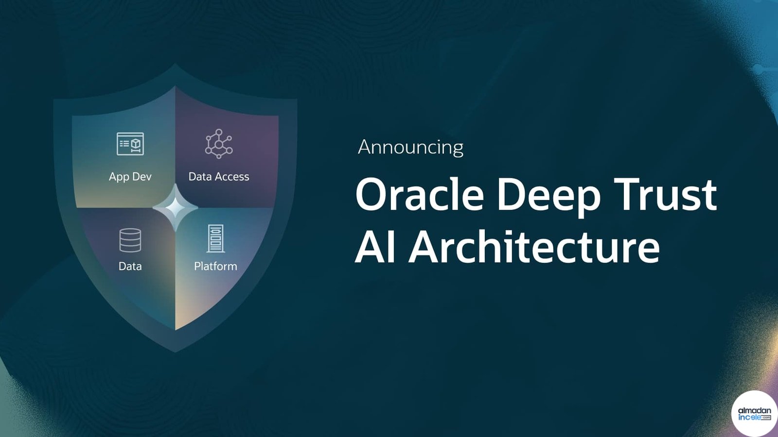 Kurumsal veri platformu ve uygulama katmanlarını gösteren Oracle Deep Trust AI mimari görseli