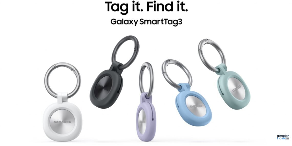 Beş renkte Samsung Galaxy SmartTag3 takip etiketlerinin gerçek ürün görseli