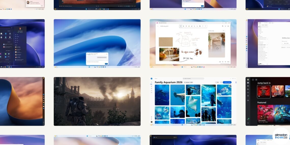 Windows 11 bilgisayarında günlük çalışma ve telefon bağlantısı özelliklerini kullanan kişi