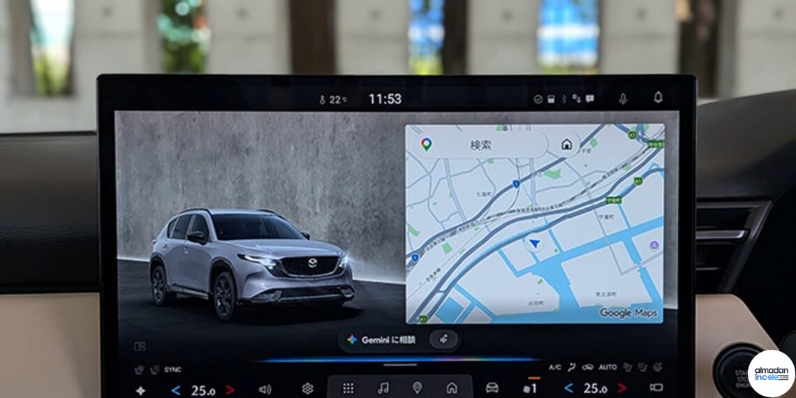 Google Gemini arayüzünün bulunduğu yeni Mazda CX-5 merkez ekranı